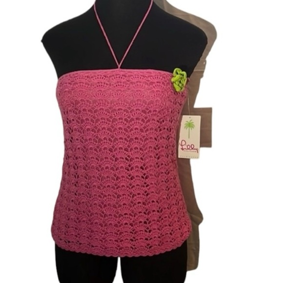 Lilly Pulitzer White Label NWT. crotchet halter top. Size ML.  Very different. - Picture 8 of 14
